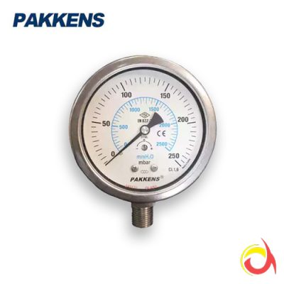 مانومتر میلی بار پکنز PAKKENS صفحه 10 سانت عمودی استیل (تا 400 میلی بار)